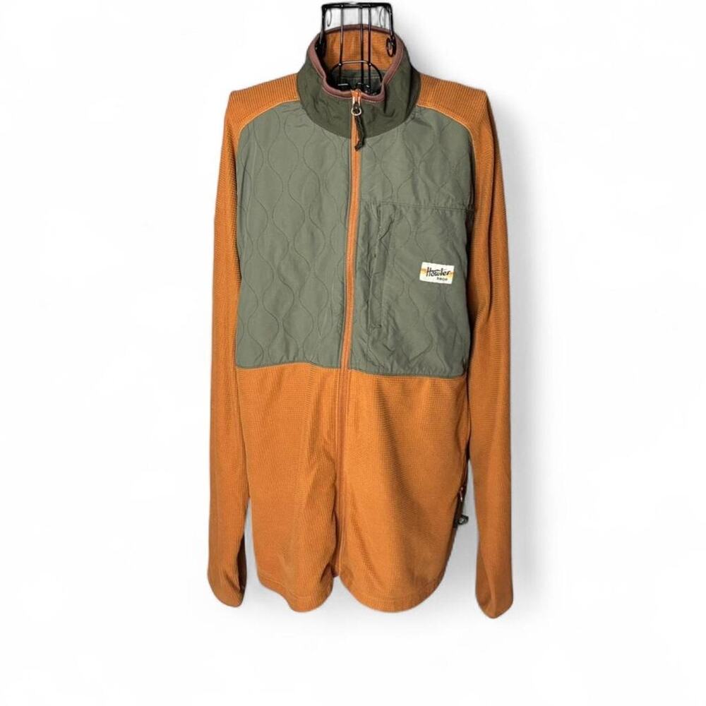 Howler Brothers Talisman Fleece Jacket Mens XL Adobe/Olive Quilted Grid